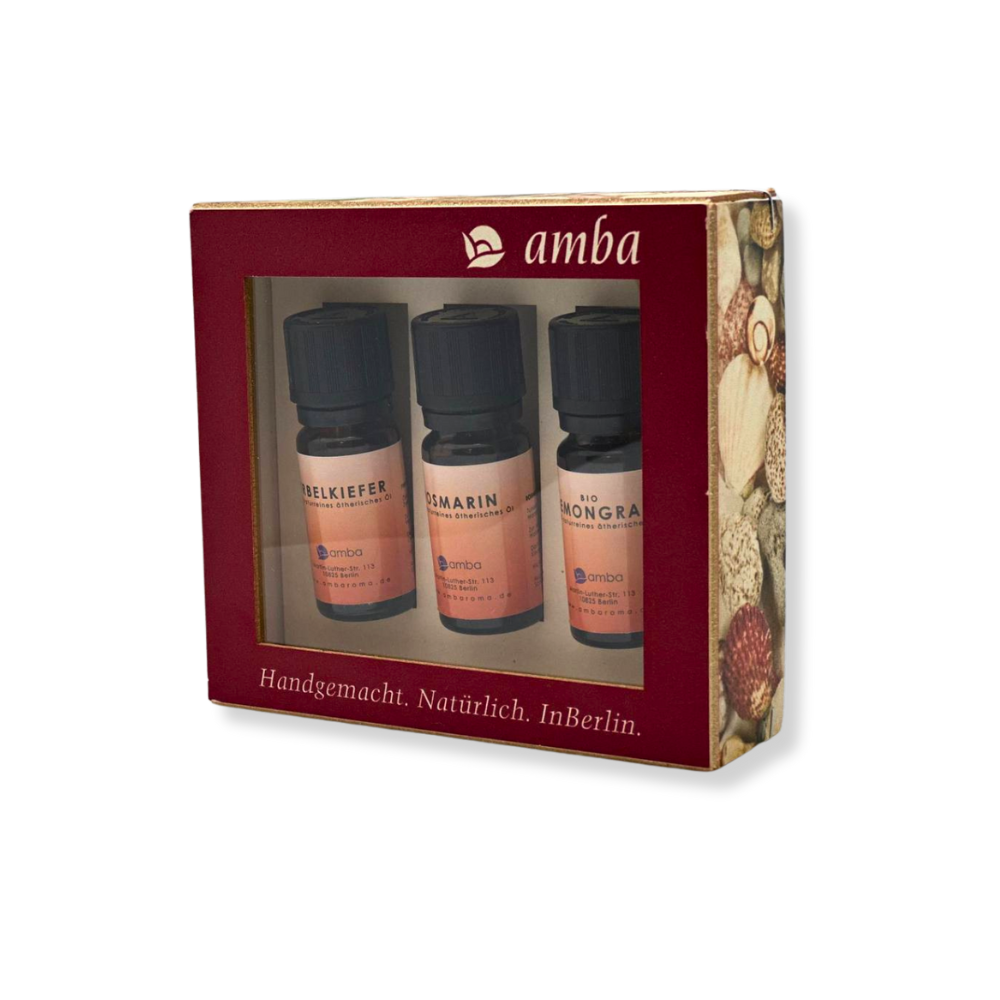 Geschenkset 3  ätherische Öle mit Schachtel