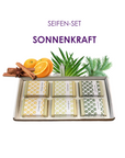 Seifenset mit 3 mal 2 Seifen a 50g_Lemongras_Edeltanne_Orange Zimt in der der Schachtel