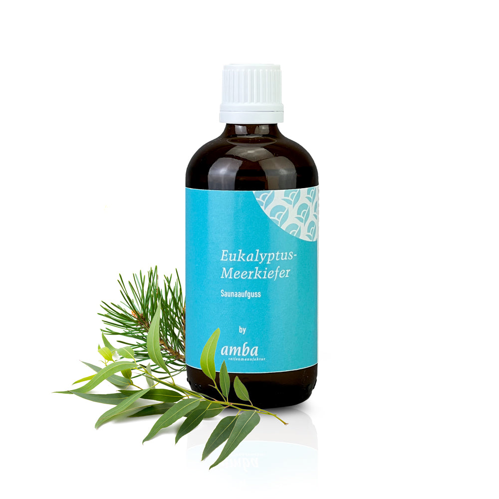 Eukalyptus-Meerkiefer Saunaaufguss Flasche mit Eukalyptus und Kiefer