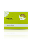 amba Lemon-Zeder Pflanzenölseife in Schachtel von vorne