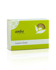 amba Lemon-Zeder Pflanzenölseife in Schachtel von der Seite