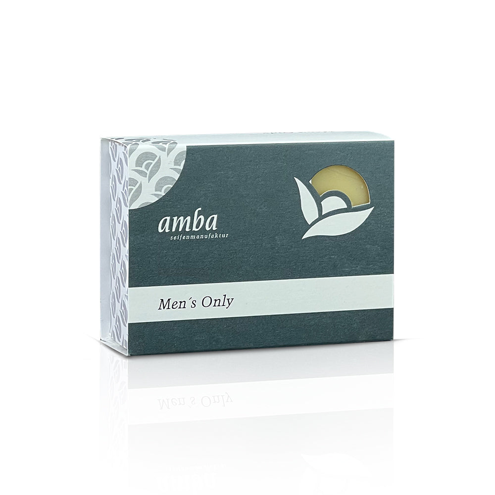 amba Men´s only Seife in der Schachtel von der Seite