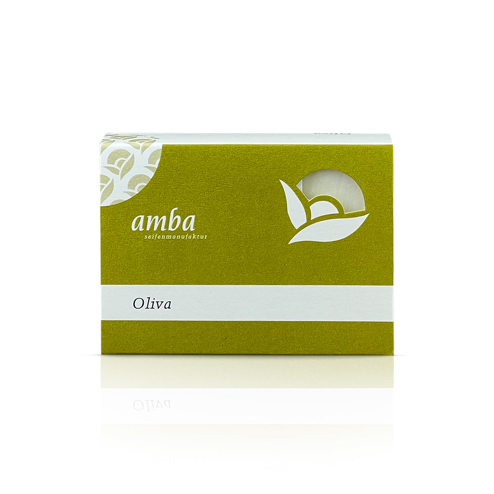 amba Oliva Seife in der Schachtel von vorne