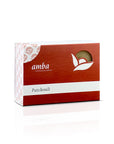 amba Patchouli Seife in der Schachtel von der Seite