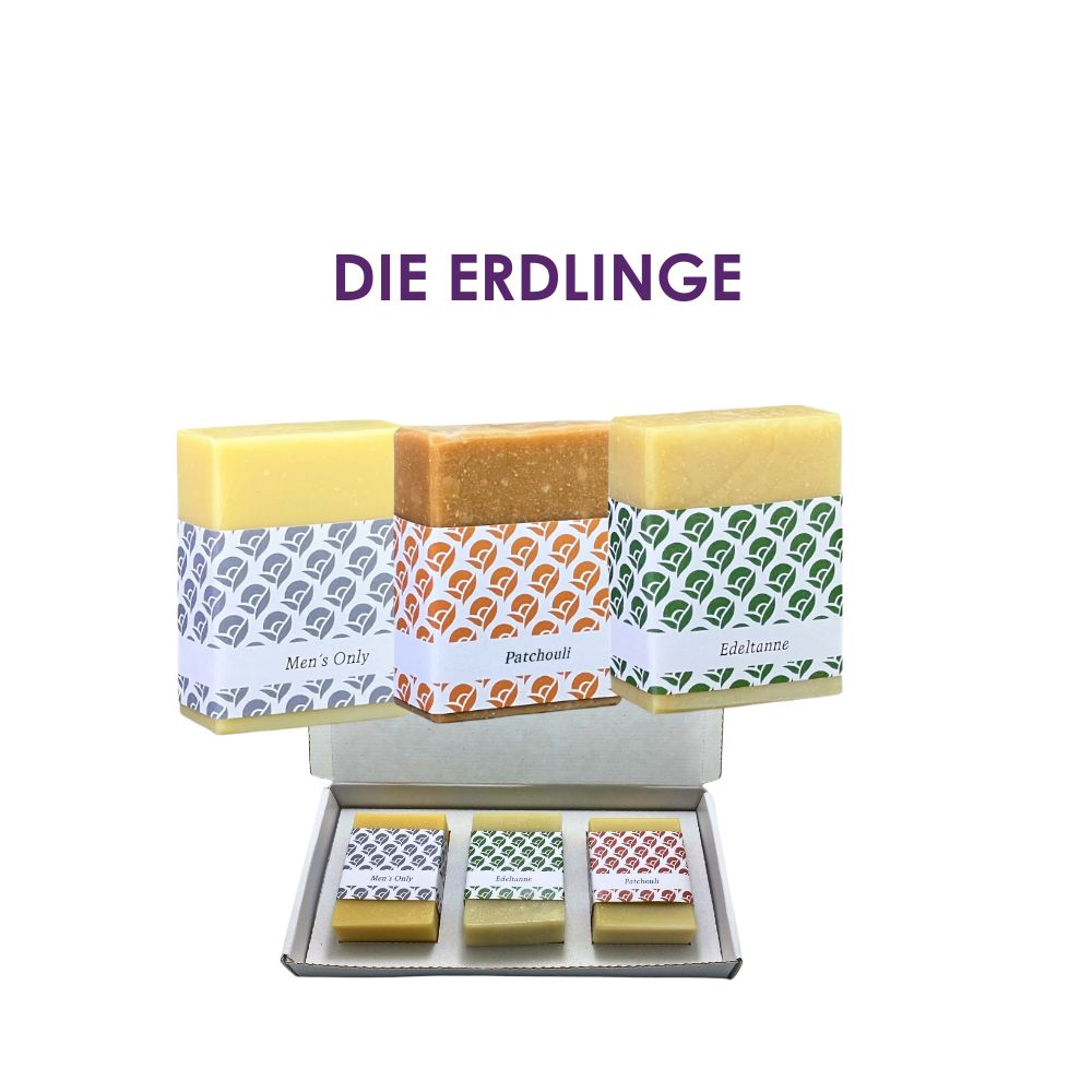 Die Erdlinge Seifenset 3 Stück Seife mit und ohne Verpackung