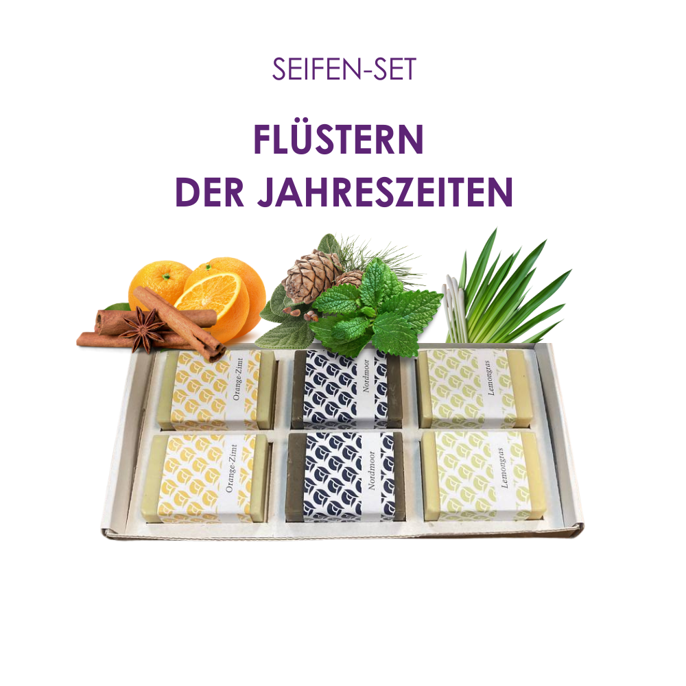 Seifenset mit 3 mal 2 Seifen a 50g_Nordmoor_Lemongras_Orange Zimt